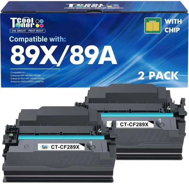 Main image of 89X 89A Black Toner Cartridge for HP LaserJet CF289X CF289A M507 2 Pack | Compatible for HP 89A for LaserJet Enterprise M507n M507dn M507x MFP M528dn M528f M528c M528z M528 Series Printer High Yield