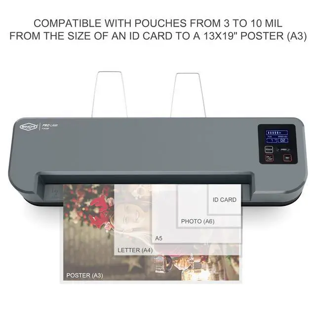 Alt view image 5 of 6 - 13-Inch 4-Roller Thermal Laminator & Foil Applicator w/LCD Display, 30s Warm-Up, 16s/Sheet, Supports 310 Mil, Micro-Adjust for Smoother Results, Commercial-Grade for Busy Offices, DIY Crafts