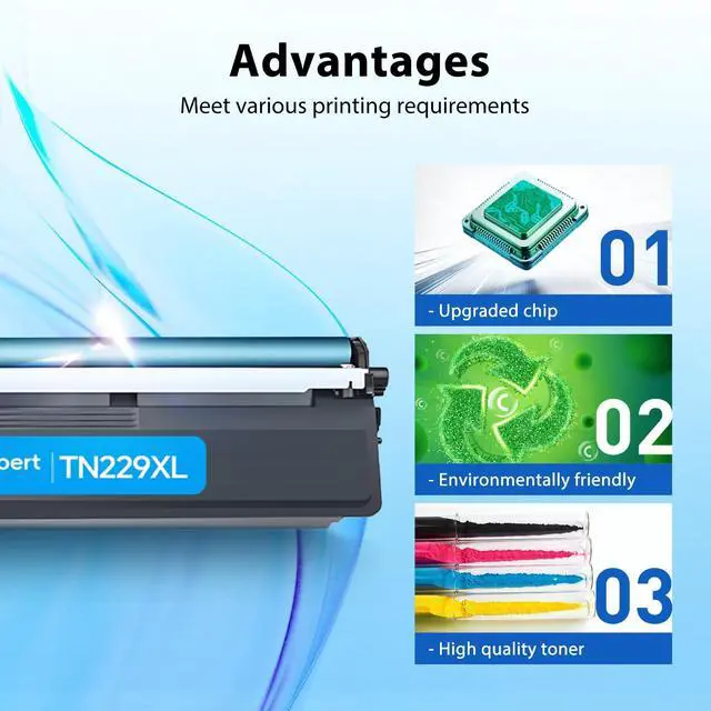 Alt view image 5 of 6 - TN229XL TN229 Toner Cartridge Replacement for Brother TN-229XL MFC-L3780CDW MFC-L3720CDW HL-L3280CDW HL-L3220CDW HL-L3295CDW MFC-L3765CDW HL-L3300CDW HL-L8245CDW MFC-L8395CDW Printer (4 Pack)