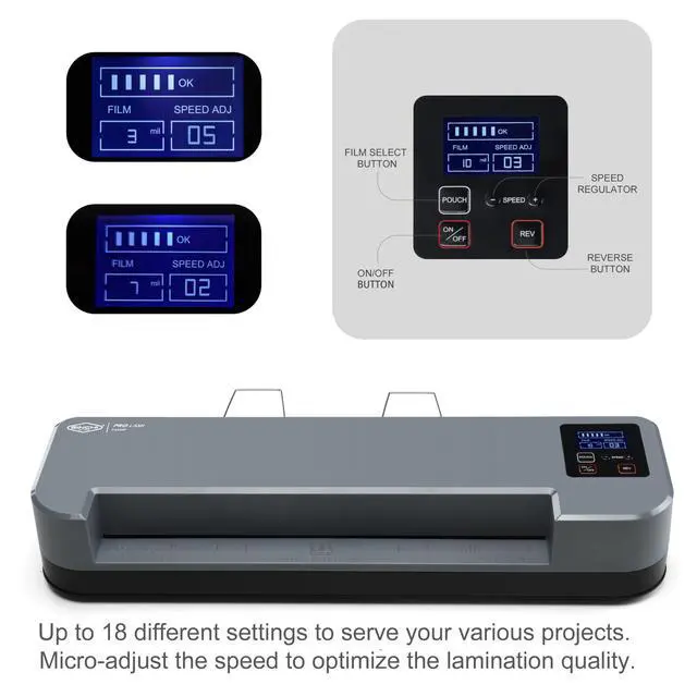Alt view image 3 of 6 - 13-Inch 4-Roller Thermal Laminator & Foil Applicator w/LCD Display, 30s Warm-Up, 16s/Sheet, Supports 310 Mil, Micro-Adjust for Smoother Results, Commercial-Grade for Busy Offices, DIY Crafts