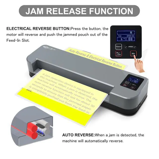 Alt view image 4 of 6 - 13-Inch 4-Roller Thermal Laminator & Foil Applicator w/LCD Display, 30s Warm-Up, 16s/Sheet, Supports 310 Mil, Micro-Adjust for Smoother Results, Commercial-Grade for Busy Offices, DIY Crafts