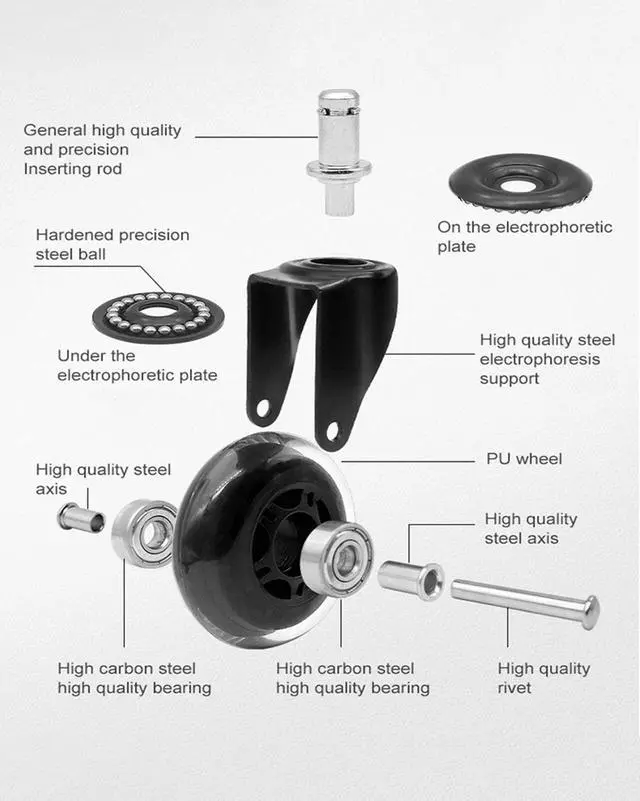 Alt view image 5 of 7 - Rolling Stool with Backrest 450 Lbs High Weight Capacity PU Leather Roller Seat and Heavy-Duty Crystal Universal Wheels for Men Women Boy Girl Furniture Gift, Home Office Black