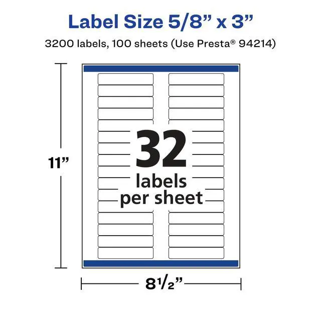 Alt view image 5 of 7 - ® Matte White Rectangle Labels, Sure Feed® Technology, 5/8" x 3", 3,200 Matte White Printable Labels