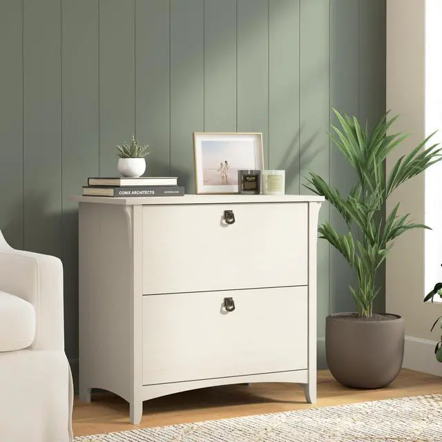 Alt view image 2 of 7 - Salinas 2 Drawer Lateral File Cabinet in Antique White, Home Office Storage Solution, Organizer with Drawers for Workspace, Filing Unit