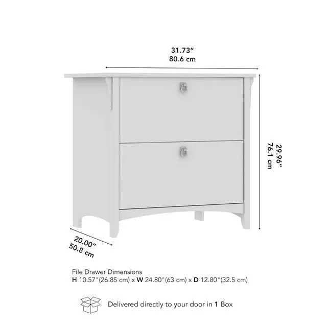 Alt view image 3 of 7 - Salinas 2 Drawer Lateral File Cabinet in Antique White, Home Office Storage Solution, Organizer with Drawers for Workspace, Filing Unit