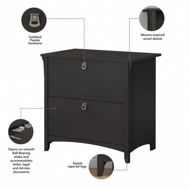Alt view image 7 of 7 - Salinas 2 Drawer Lateral File Cabinet in Antique White, Home Office Storage Solution, Organizer with Drawers for Workspace, Filing Unit
