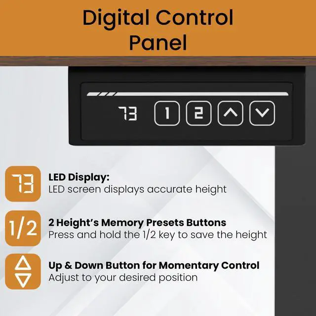 Alt view image 7 of 7 - Electric Standing Desk 40x24 Inch Height Adjustable Computer Desk Large Space Office Desk with Headphone Holder 2 Memory Function for Home Office,Brown