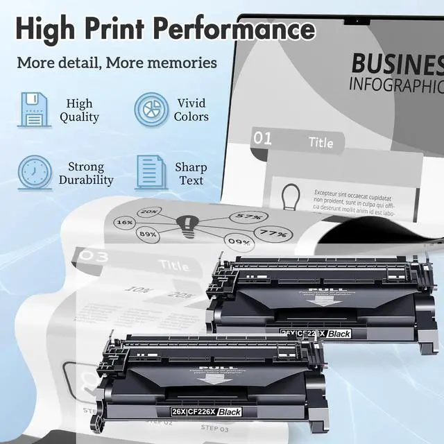 Alt view image 4 of 7 - 26X CF226X High Yield Toner Cartridge (Black, 2-Pack) | Compatible 26X CF226X Black Toner Cartridge Replacement for LaserPro M402d M402dw M402dne; LaserPro MFP M426dw M426fdw M427dw