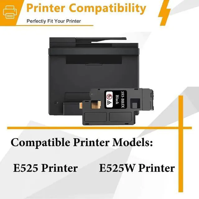 Alt view image 2 of 6 - E525W Toner Cartridges Black Cyan Magenta Yellow Replacement for Dell 593-BBJX 593-BBJU 593-BBJV 593-BBJW E525 E525W Printer Ink, 4 Pack(1BK/1C/1M/1Y)