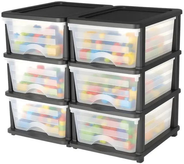 Main image of Plastic Storage Drawers, 2 Pack Storage Organizer Drawer, 6 Drawers Closet Organization and Storage Dividers, Dresser Organizer Clear Bins for Office Supplies, Craft Rooms, Classrooms and Home