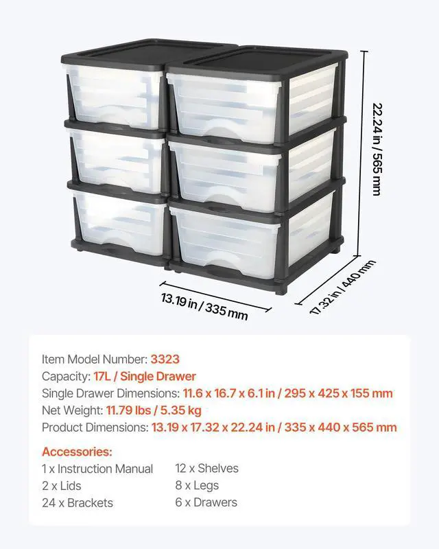 Alt view image 3 of 7 - Plastic Storage Drawers, 2 Pack Storage Organizer Drawer, 6 Drawers Closet Organization and Storage Dividers, Dresser Organizer Clear Bins for Office Supplies, Craft Rooms, Classrooms and Home