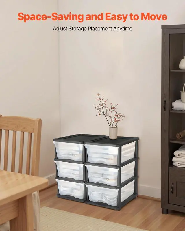Alt view image 6 of 7 - Plastic Storage Drawers, 2 Pack Storage Organizer Drawer, 6 Drawers Closet Organization and Storage Dividers, Dresser Organizer Clear Bins for Office Supplies, Craft Rooms, Classrooms and Home