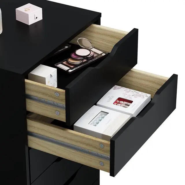Alt view image 6 of 6 - 7 Drawer Mobile File Cabinet, Wooden Under Desk Storage with Wheels Office Organization Vertical Filing Chest of Drawers for Home Office (Black)