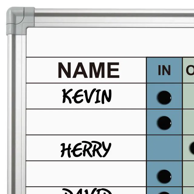 Alt view image 5 of 5 - in and Out Board 36" x 24" Magnetic, Employee in/Out Planner Board | Dry Erase Notice Board Colorful Wall-Mounted Aluminum Framed