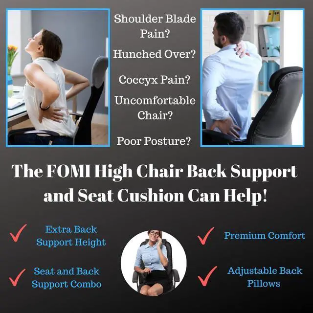 Alt view image 2 of 6 - Gel High Chair Back Support and Seat Cushion | Adjustable Lumbar Pillow Placement for Upper Lower Thoracic, Coccyx, Pressure Sore Pain Relief | for Car, Office Chair, Gaming | Posture Aid