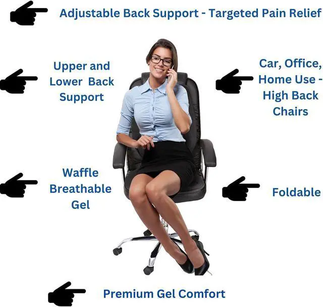 Alt view image 5 of 6 - Gel High Chair Back Support and Seat Cushion | Adjustable Lumbar Pillow Placement for Upper Lower Thoracic, Coccyx, Pressure Sore Pain Relief | for Car, Office Chair, Gaming | Posture Aid