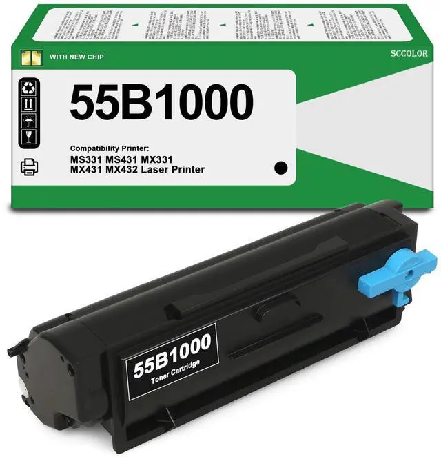 Main image of 55B1000 Black Toner Cartridge Compatible for Lexmark 55B1000 Toner Cartridge Replactment for Lexmark MS331 MS431 MX331 MX431 MX432 MS331dn MS431dn MS431dw MX331adn MX431adn MX431adw MX432adwe