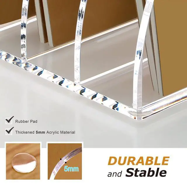 Alt view image 5 of 7 - Acrylic Desk File Organizer, 8 Vertical Compartments Clear Magazine File Holder Workspace Sorters, Folder Rack for Office Accessories Organization Storage