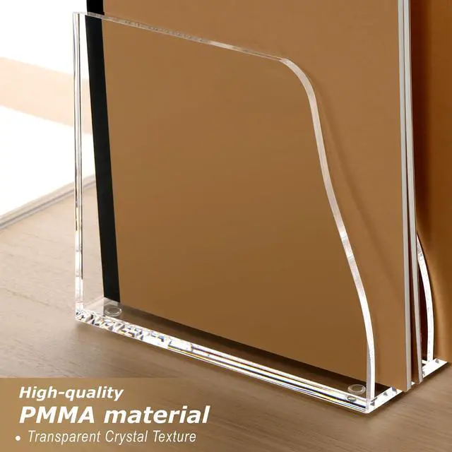 Alt view image 6 of 7 - Acrylic Desk File Organizer, 8 Vertical Compartments Clear Magazine File Holder Workspace Sorters, Folder Rack for Office Accessories Organization Storage