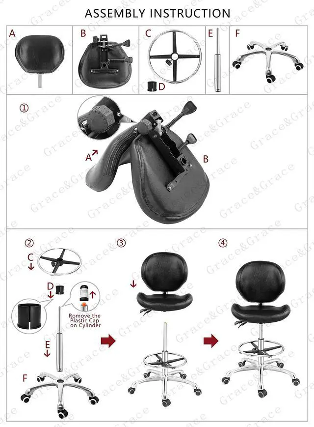 Alt view image 7 of 7 - Drafting Chair Adjustable Tall Shop Stool, Rolling Chair with Backrest and Footrest for Computer, Studio, Workshop, Classroom, Lab, Counter, Home Office (White)