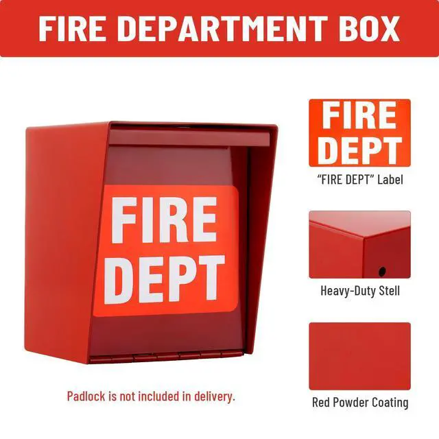 Alt view image 2 of 7 - Fire Department Box With Lock Hole Red Heavy Duty Steel