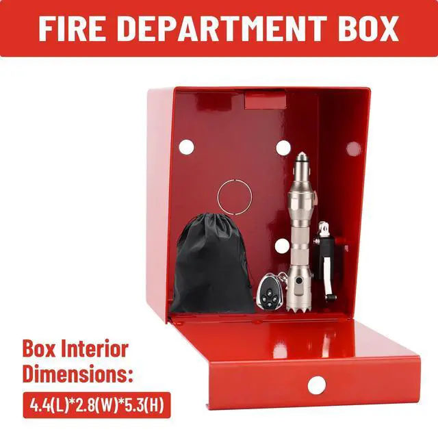 Alt view image 5 of 7 - Fire Department Box With Lock Hole Red Heavy Duty Steel