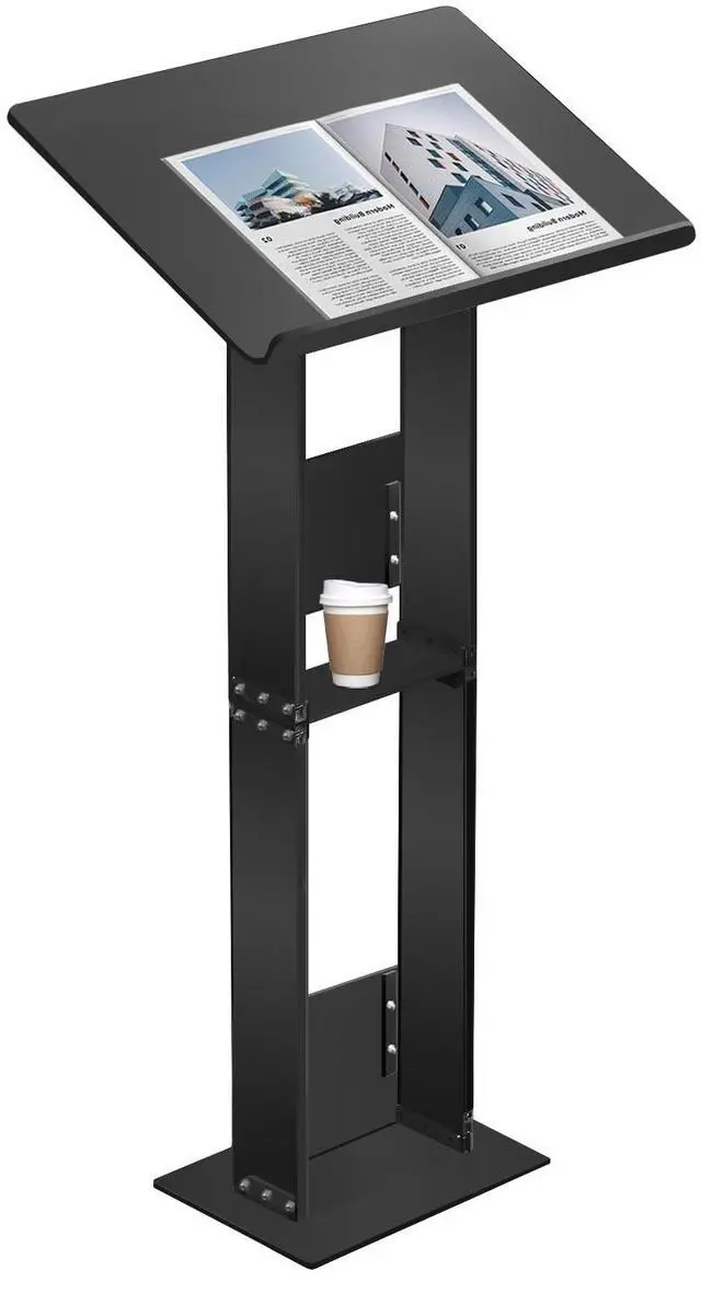 Main image of Adjustable Acrylic Podium Stand, 24" Wide Lectern with Metal Base, Portable Pulpit for Church, Floor Standing Podium for Presentation, Wedding Speech, Classroom & Lecture