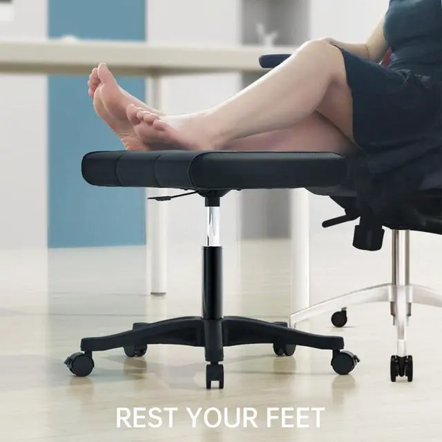 Alt view image 2 of 7 - Mobile Footrest, Multi-Use Stool with Lockable Wheels, Under Desk Leg Rest Rolling Chair for Home Office, Adjustable Height Spa Salon Stool, Ottoman Foot Rest
