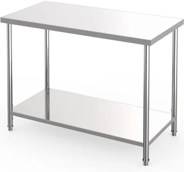 Main image of Stainless Steel Table, 60 in x 24 in Commercial Prep Work Table with Adjustable Undershelf and Pre-installed Feet, 2 Tier Metal Table for Restaurant, Home, Kitchen, Garages and Outdoor