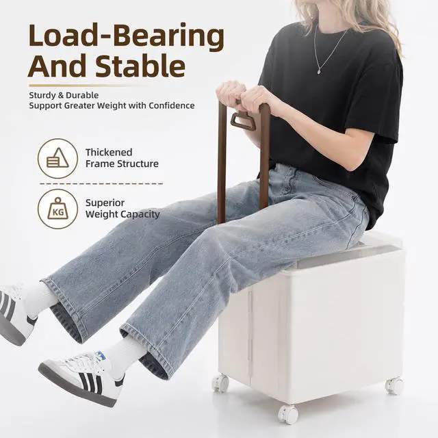 Alt view image 3 of 7 - Folding Utility Cart Portable Rolling Crate Handcart Shopping Trolley | Collapsible Tool Box, with Lid, Basket on 4 Rotate Wheels, for Grocery, Shopping, Office, Storage, Teacher