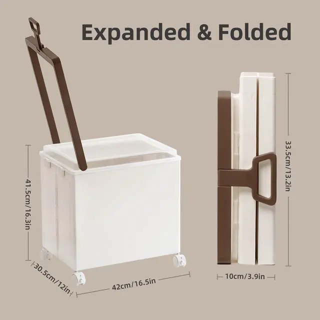 Alt view image 2 of 7 - Folding Utility Cart Portable Rolling Crate Handcart Shopping Trolley | Collapsible Tool Box, with Lid, Basket on 4 Rotate Wheels, for Grocery, Shopping, Office, Storage, Teacher