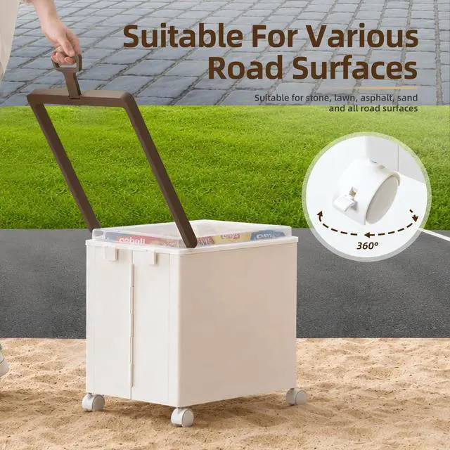 Alt view image 5 of 7 - Folding Utility Cart Portable Rolling Crate Handcart Shopping Trolley | Collapsible Tool Box, with Lid, Basket on 4 Rotate Wheels, for Grocery, Shopping, Office, Storage, Teacher