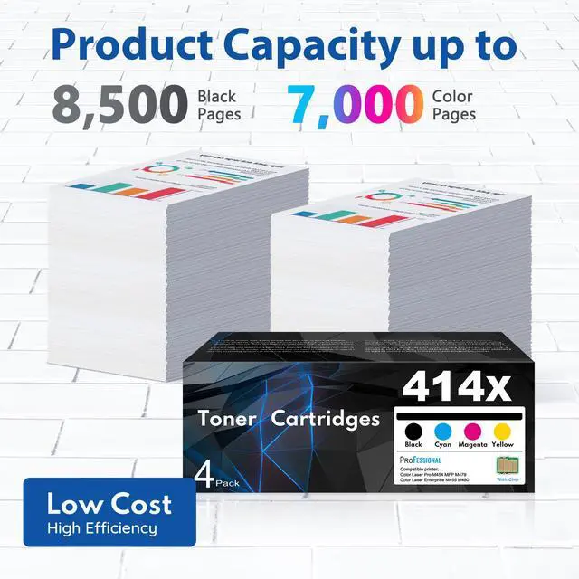 Alt view image 4 of 7 - 414X High-yield Toner Cartridge Set 4-Color Replacement for HP 414X Toner Cartridge 414A Works with Color Laser Enterprise M455dn MFP M480f Pro M454dn M454dw MFP M479fdn M479fdw Printer (1BK/1C/1M/1Y)