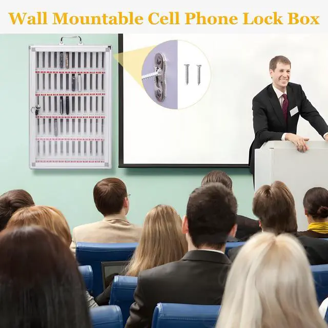 Alt view image 6 of 7 - 60 Slots Classroom Cell Phone Locker Aluminum Alloy Phone Storage Box | Wall Mounted Cell Phone Holder Storage Box Cell Phone Storage Cabinet for Schools Office Gym