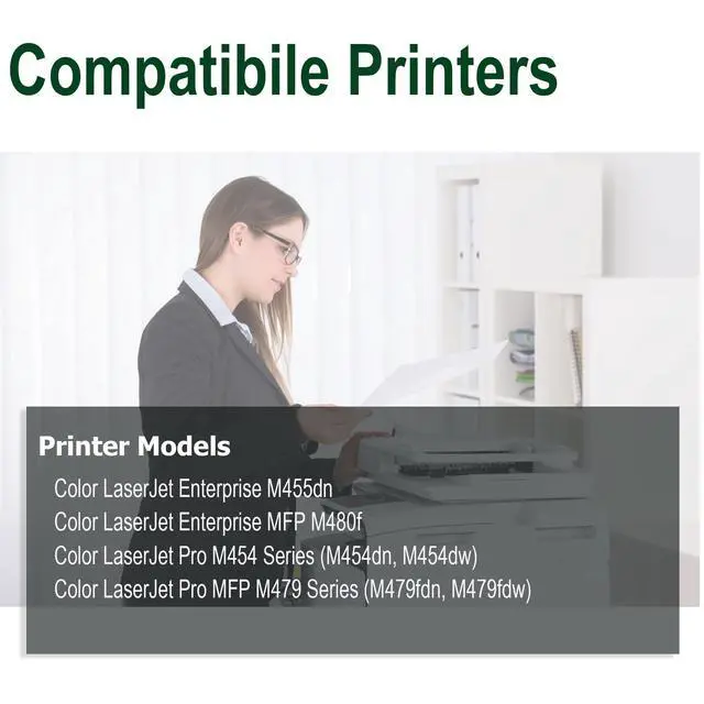 Alt view image 2 of 6 - 2 Pack Replacement for HP 414A Black Toner Cartridge W2020A M479fdw M454dw | Compatible for HP Color Laser Pro MFP M479fdw M454dw M454dn M479fdn Toner Printer Ink