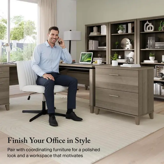 Alt view image 4 of 7 - 2 Drawer Lateral File Cabinet, Letter and Legal-Size Document Storage for Home or Professional Office, Somerset Collection, Ash Gray