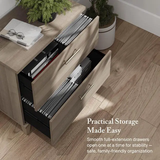 Alt view image 5 of 7 - 2 Drawer Lateral File Cabinet, Letter and Legal-Size Document Storage for Home or Professional Office, Somerset Collection, Ash Gray