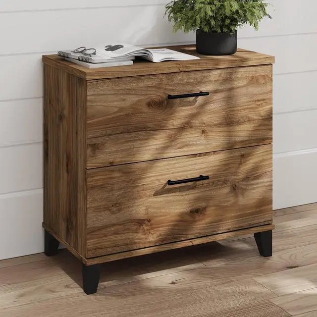Alt view image 2 of 7 - 2 Drawer Lateral File Cabinet, Letter and Legal-Size Document Storage for Home or Professional Office, Somerset Collection, Fresh Walnut