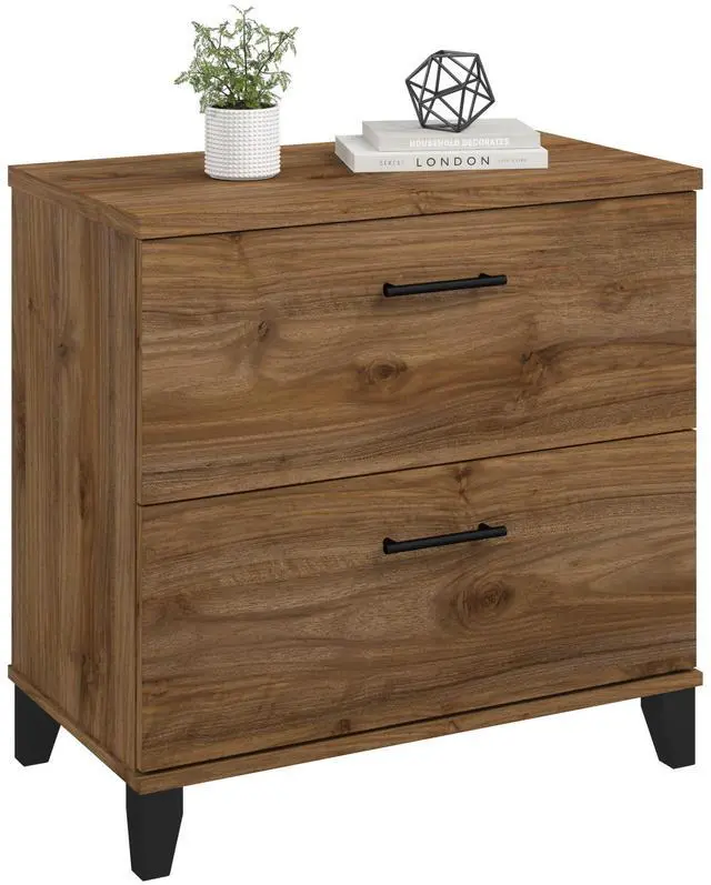 Main image of 2 Drawer Lateral File Cabinet, Letter and Legal-Size Document Storage for Home or Professional Office, Somerset Collection, Fresh Walnut