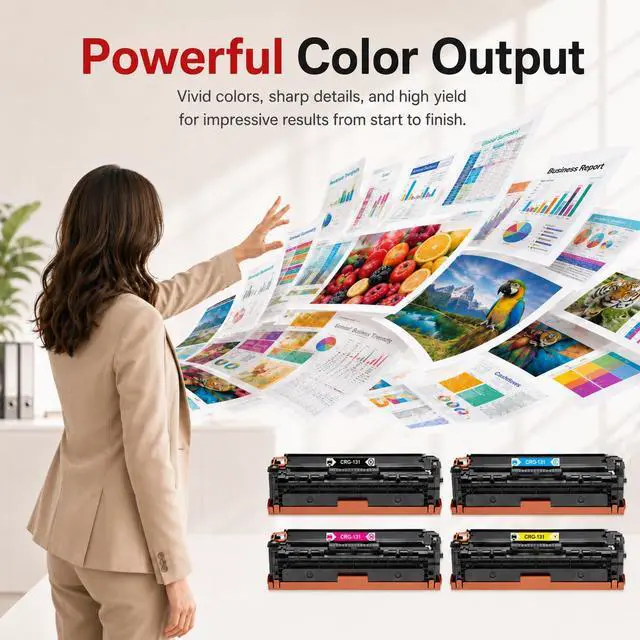 Alt view image 6 of 7 - 131 Toner Cartridge Replacement for Canon 131 131H CRG131 for Color imageCLASS MF8280Cw MF624Cw MF628Cw Printer (Black, Cyan, Magenta, Yellow,4 Pack)