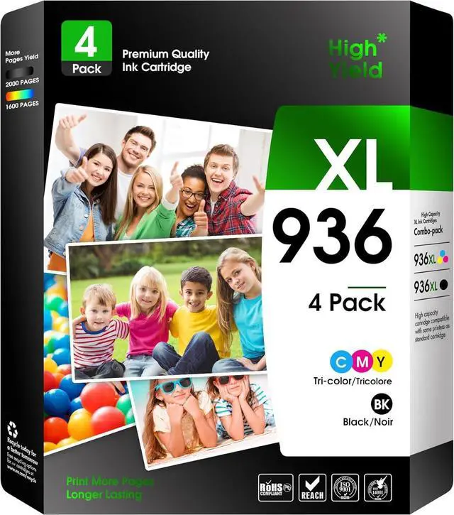 Main image of 936XL Ink Cartridges, 4-Pack for OfficeJet Pro 9125e 9135e 9730e