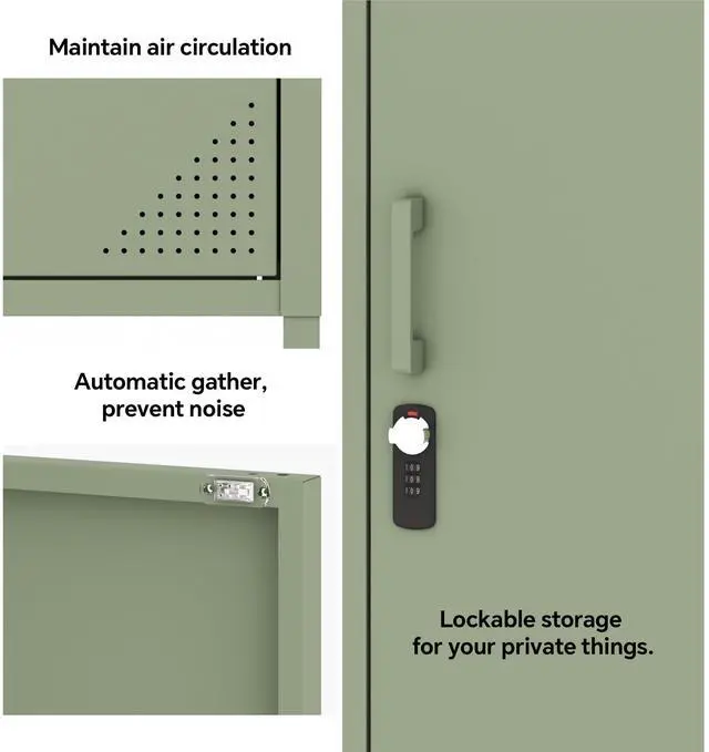 Alt view image 7 of 7 - Metal Locker Cabinet Lockable Bathroom Storage Cabinet Black 4 Tier Employee Lockers for Home, School, Office, Garage (Green, 19.69" D x 15.75" W x 49.21" H)