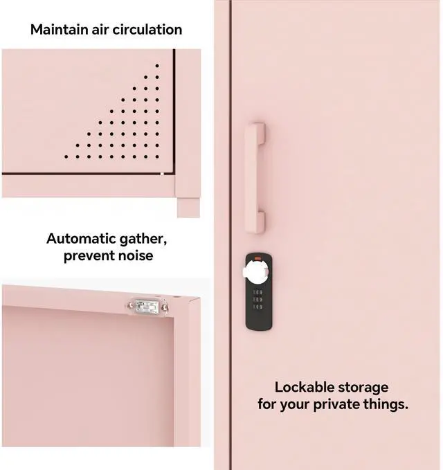 Alt view image 7 of 7 - Metal Locker Cabinet Lockable Bathroom Storage Cabinet Black 4 Tier Employee Lockers for Home, School, Office, Garage (Pink, 19.69" D x 15.75" W x 49.21" H)