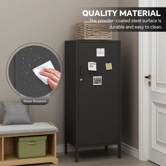 Alt view image 4 of 7 - Metal Locker Cabinet Lockable Storage Cabinet Black 4 Tier Employee Lockers for Home, School, Office, Garage, Bathroom H49.21'' (Black)
