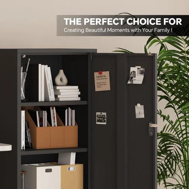 Alt view image 5 of 7 - Metal Locker Cabinet Lockable Storage Cabinet Black 4 Tier Employee Lockers for Home, School, Office, Garage, Bathroom H49.21'' (Black)