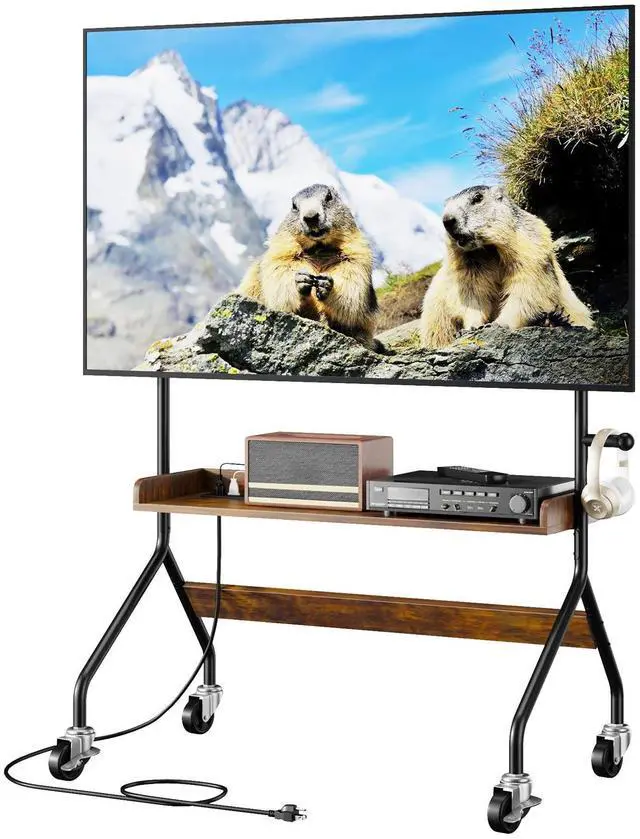 Main image of Rolling TV Stand with Power Outlet for 32-75 Inch TV - V1