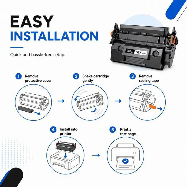 Alt view image 7 of 7 - 58X CF258X Toner Cartridge Black Replacement for HP 58X CF258X 58A CF258A High Yield Black Toner Cartridges Work With Laser Jet Pro M404dw M406dn M404dn M404n MFP M430f M428fdn Printer Toner (1 Black)