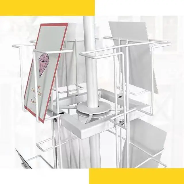 Alt view image 7 of 7 - Rotating Greeting Card Stand - 12-Pocket Rotating Countertop with Clear Resealable Polypropylene Bags, Solution for Postcards, Brochures, and Greeting Cards (7H - 12 Pockets) (White)