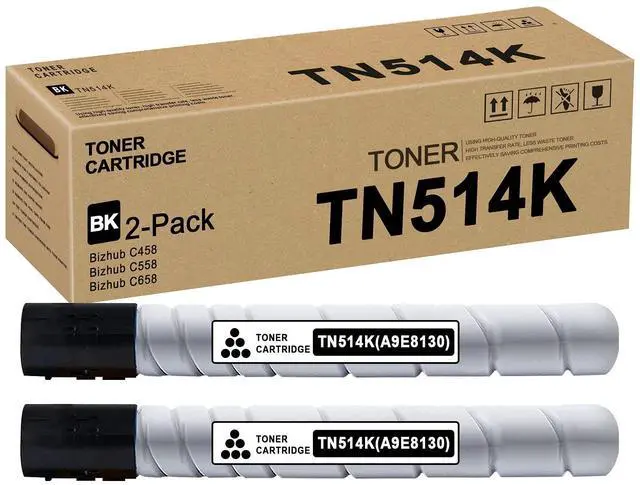 Main image of TN514 TN514K Toner Cartridge (Black, 2 Pack) A9E8130 Toner | Compatible TN-514K Black Toner Cartridge (Up to 28,500 Pages) Replacement for Konica Minolta Bizhub C458 C558 C658 Printer
