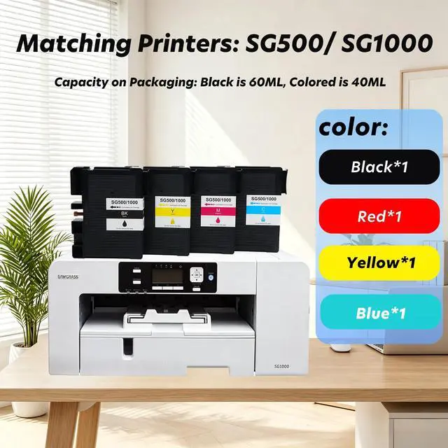 Alt view image 4 of 7 - Version 4.03 Sublimation Ink Cartridge Replacement for Sawgrass Virtuoso SG500/SG1000 Printers (BK/C/M/Y, 4 Pack), Compatible with Firmware Version 4.03